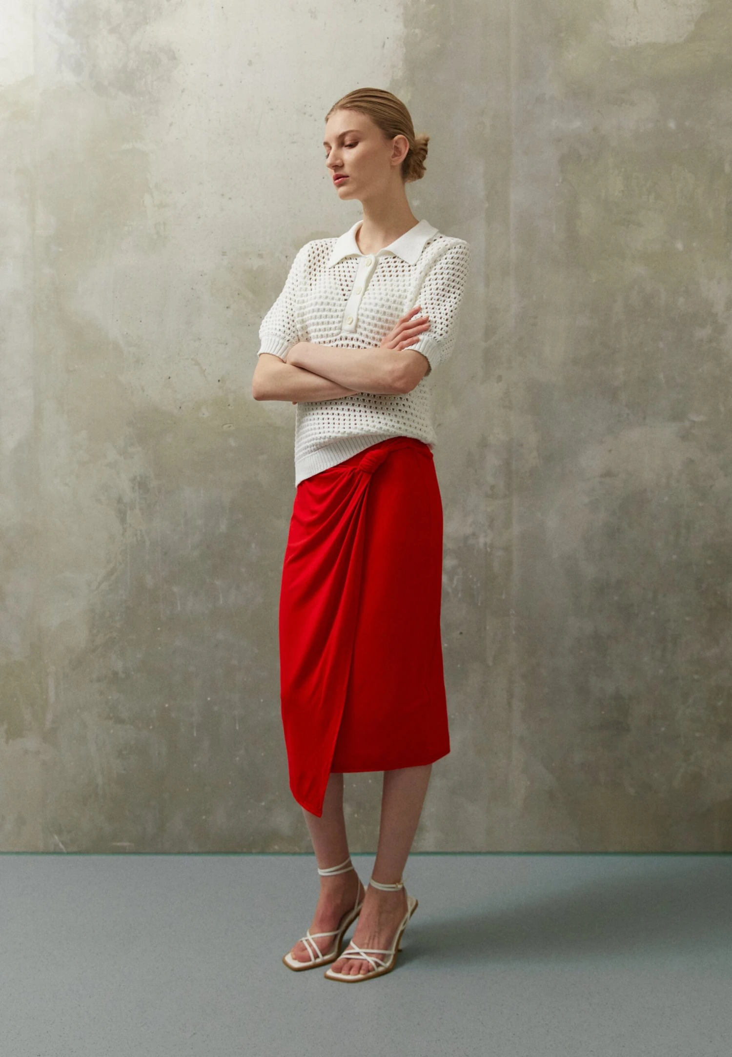 Anna Field Front Knot Midi Skirt - Jupe Crayon - Red 4 Anna Field Front Knot Midi Skirt - Jupe Crayon - Red â Image 2