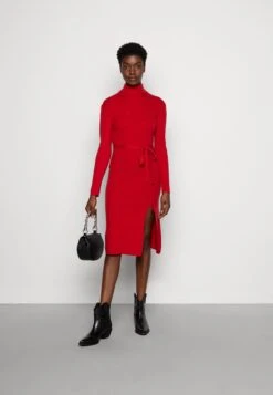 Anna Field Rollkragen Ripp Mini Strickkleid Mit Gürtel - Robe Pull - Red -Anna Field 37e2535a7bb7492aa6a9cdd94483c348