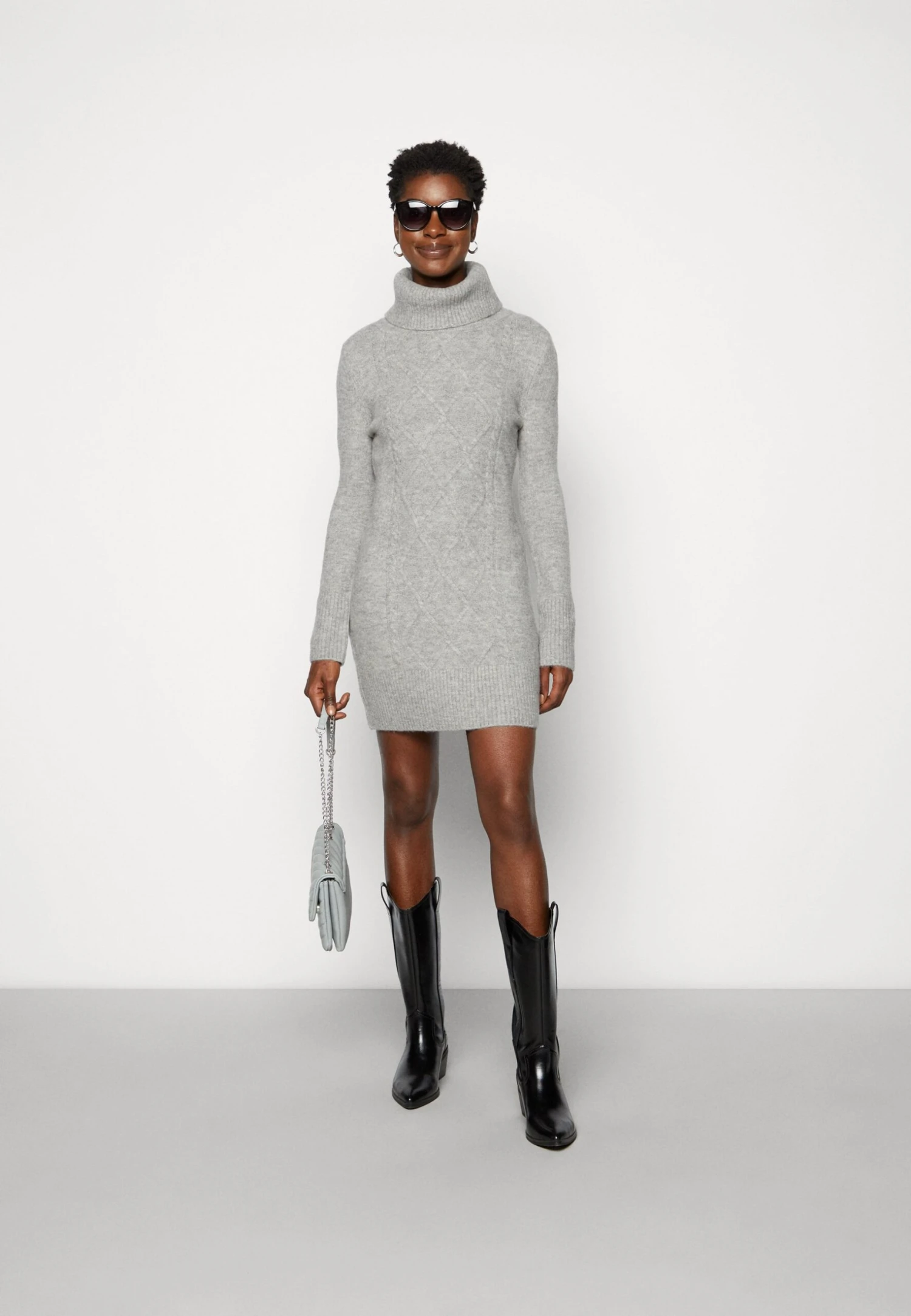 Anna Field Rollkragen Mini Strickkleid - Robe Fourreau - Grey 4 Anna Field Rollkragen Mini Strickkleid - Robe Fourreau - Grey – Image 2
